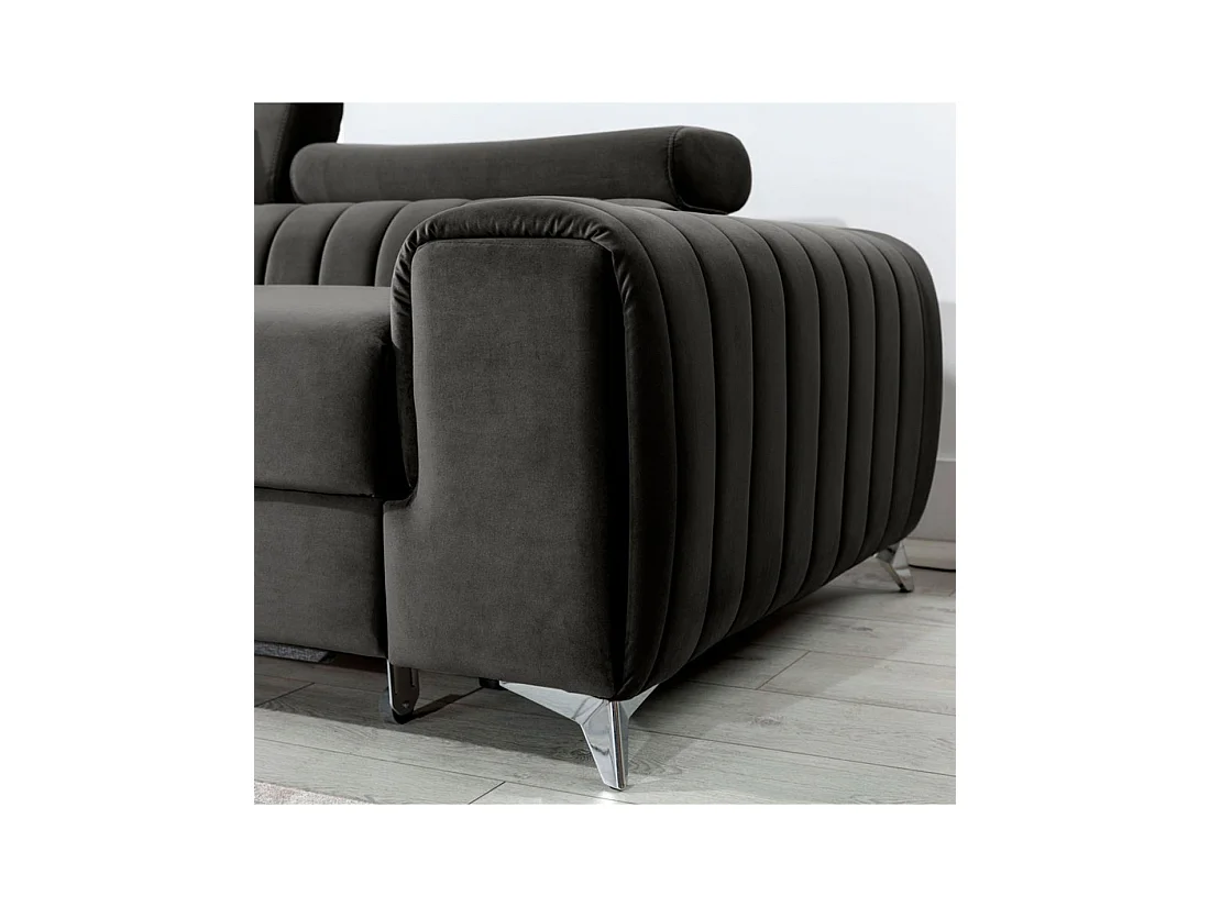 Canapé d'angle gauche Gris foncé convertible 3 places JAYSON grand confort