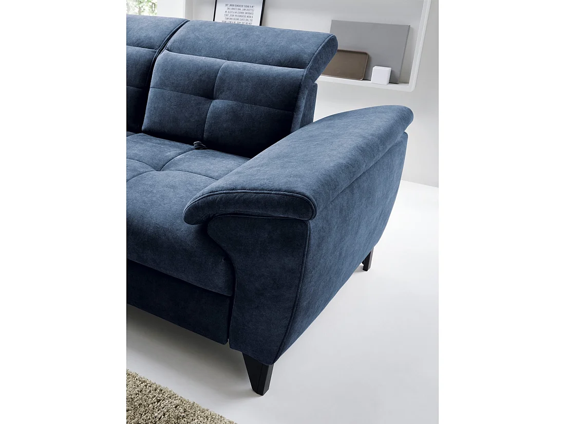 Canapé d'angle Bleu 5 places angle gauche méridienne 210cm INFERNO