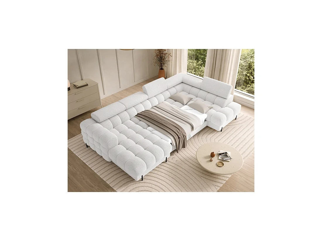 Canapé panoramique convertible Blanc angle droit FERARIA 358x93x202cm