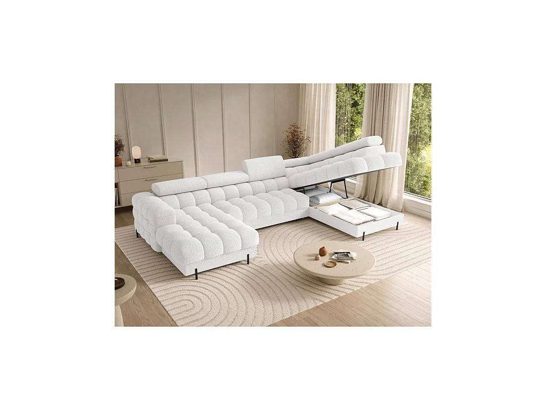 Canapé panoramique convertible Blanc angle droit FERARIA 358x93x202cm