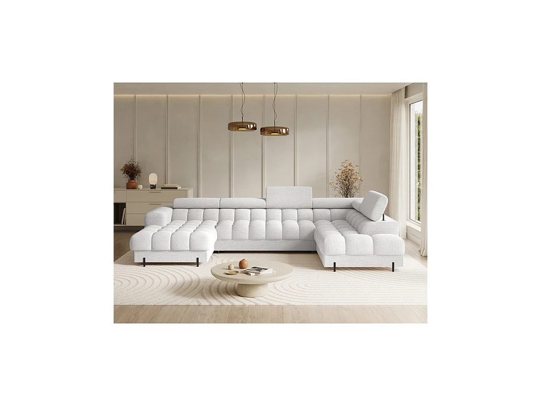Canapé panoramique convertible Blanc angle droit FERARIA 358x93x202cm