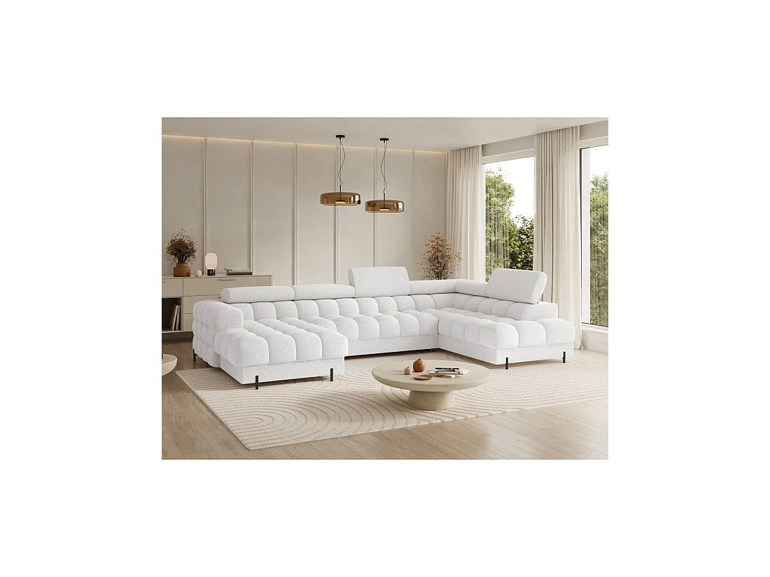 Canapé panoramique convertible Blanc angle droit FERARIA 358x93x202cm