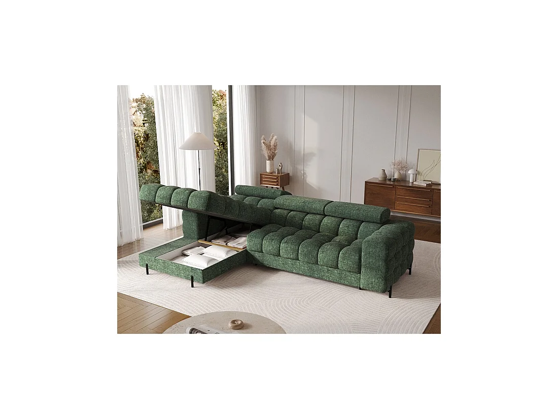 Canapé d'angle gauche convertible Emeraude style épuré 285x99x181cm FILTRO