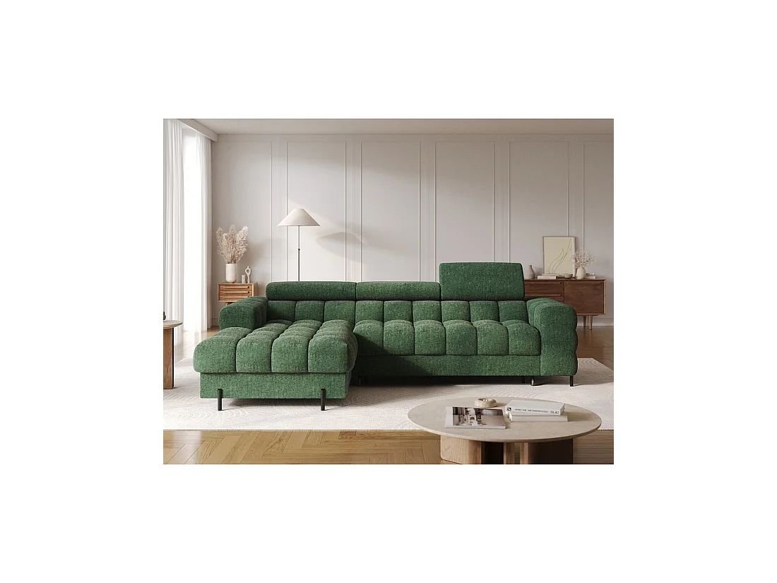 Canapé d'angle gauche convertible Emeraude style épuré 285x99x181cm FILTRO