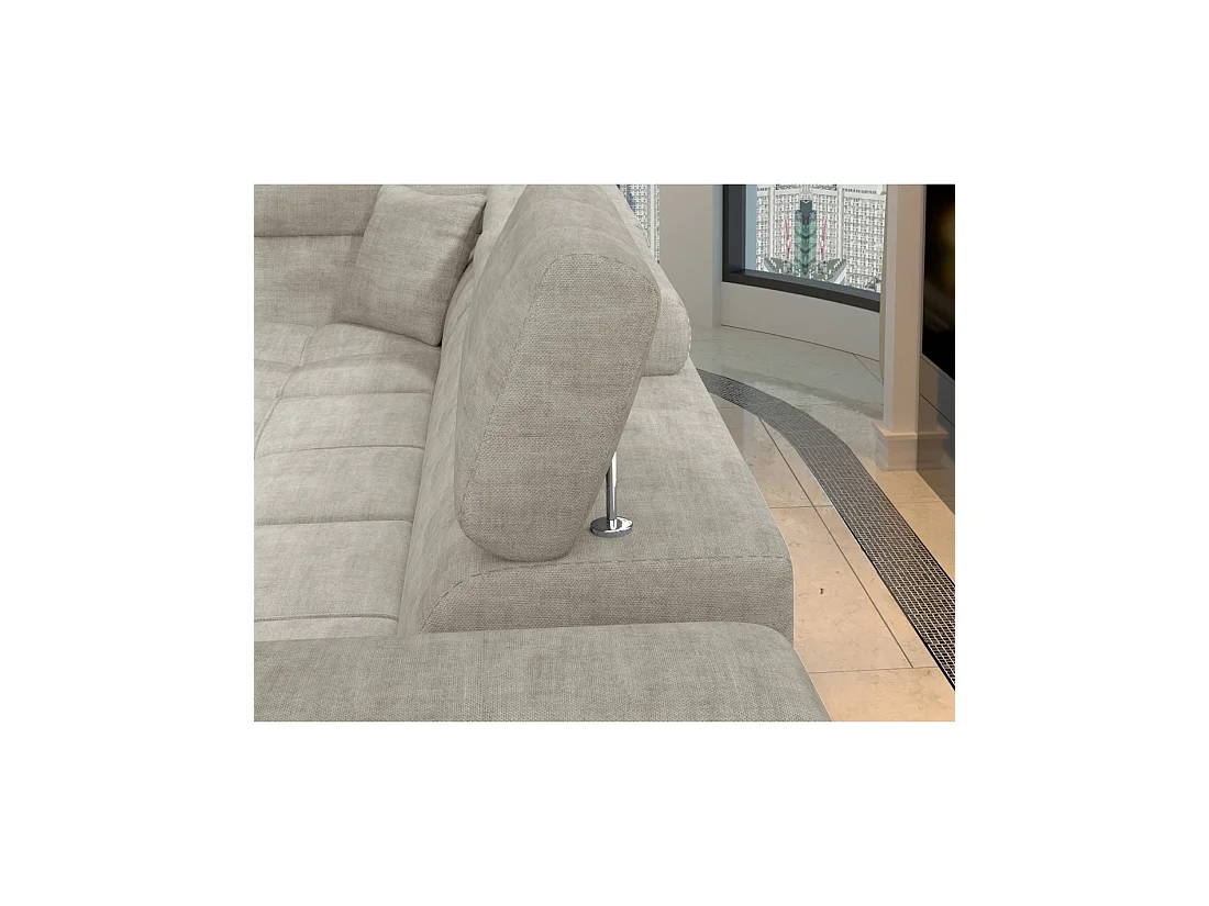Sofá de esquina convertible PALAZZO 4 plazas beige – ángulo derecho con almacenaje