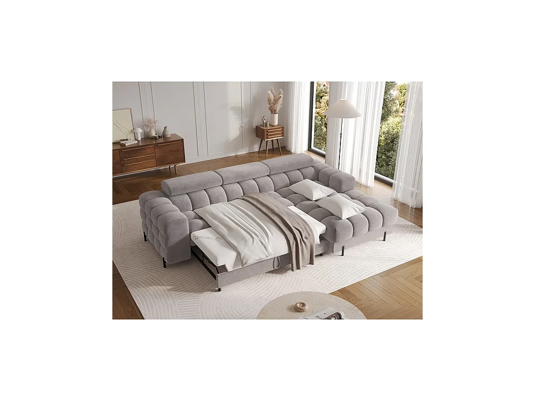 Canapé d'angle gauche convertible Gris design élégant 285x99x181cm FILTRO
