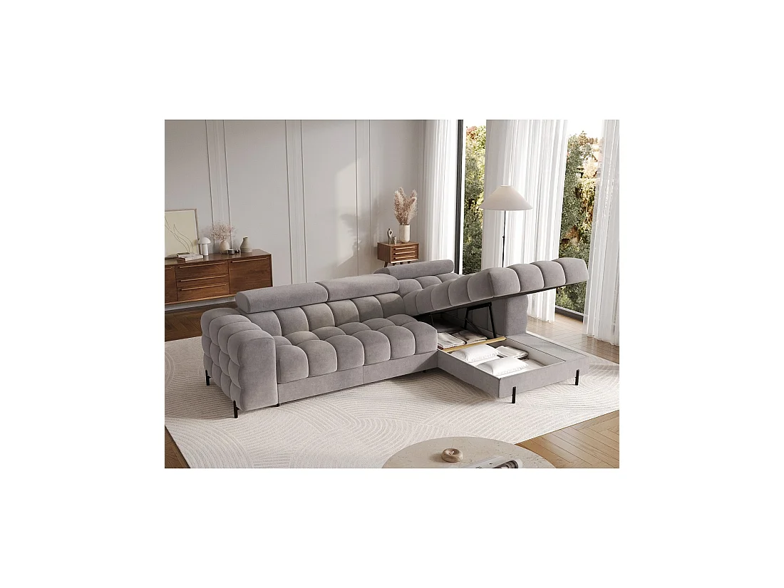 Canapé d'angle gauche convertible Gris design élégant 285x99x181cm FILTRO