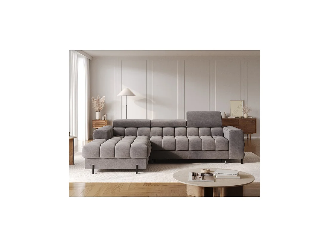 Canapé d'angle gauche convertible Gris design élégant 285x99x181cm FILTRO