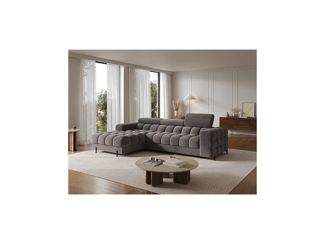 Canapé d'angle gauche convertible Gris design élégant 285x99x181cm FILTRO