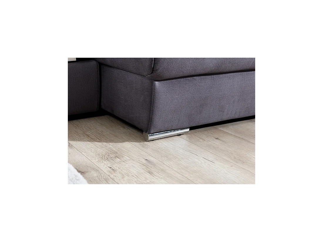 Canapé panoramique convertible MAJESTA 5 places gris – angle gauche avec coffre