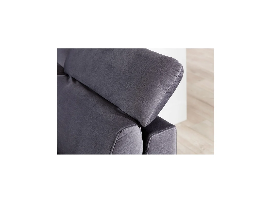 Canapé panoramique convertible MAJESTA 5 places gris – angle gauche avec coffre