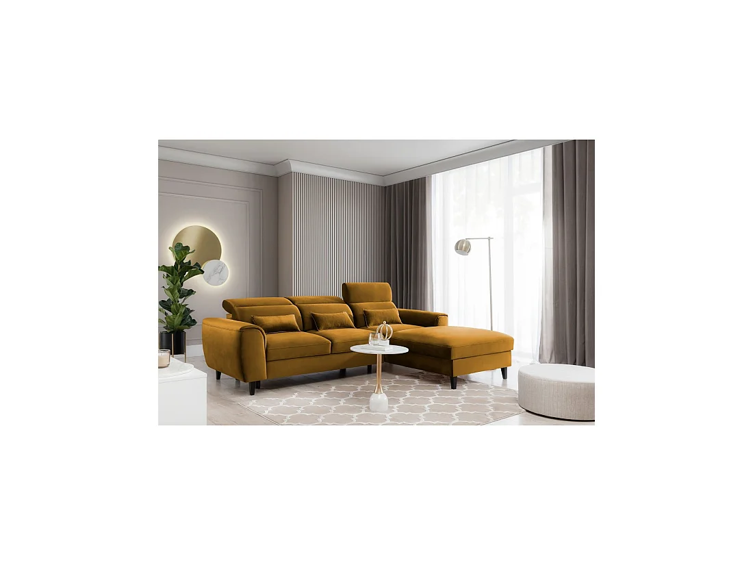 Canapé d'angle convertible jaune angle droit 4 places FABLE