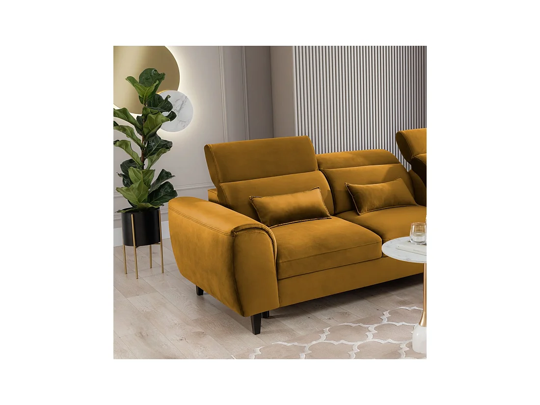 Canapé d'angle convertible jaune angle droit 4 places FABLE