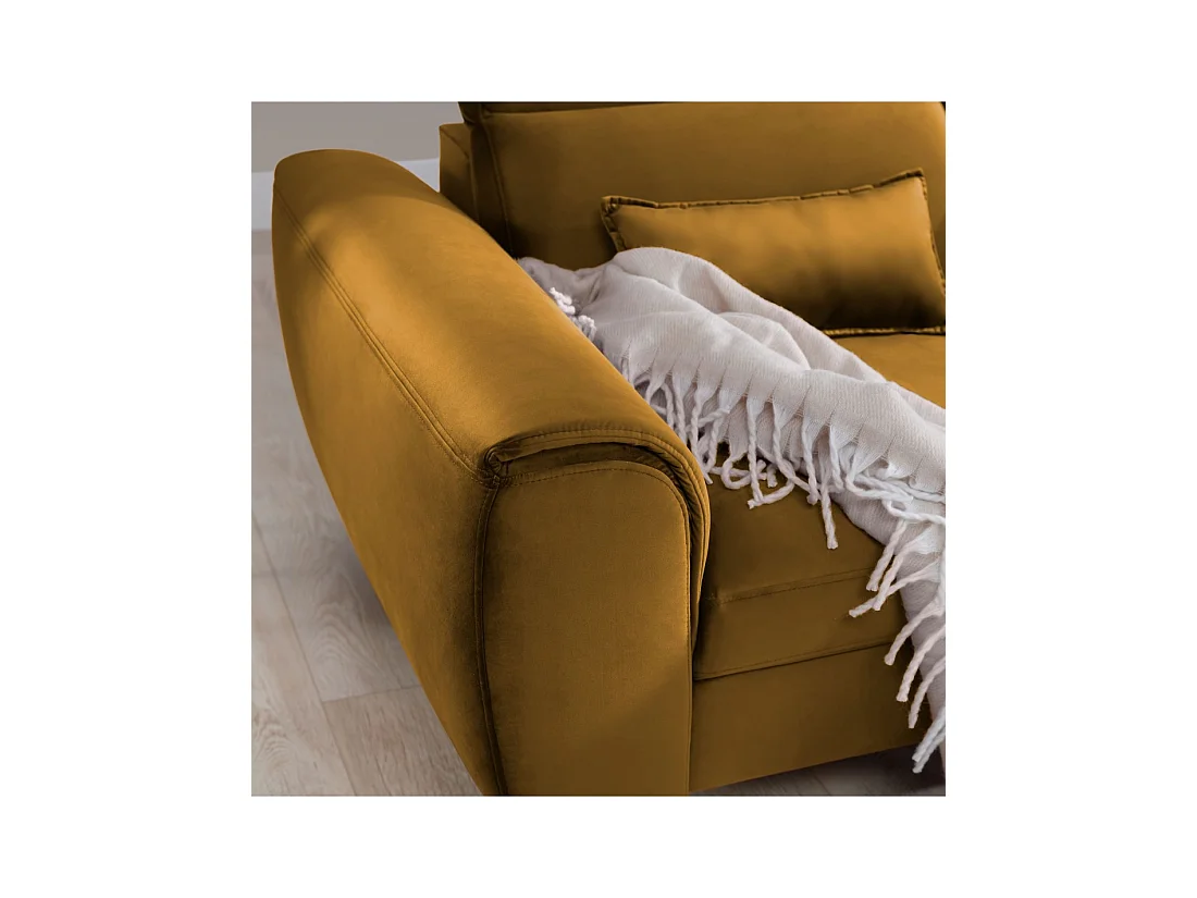 Canapé d'angle convertible jaune angle droit 4 places FABLE