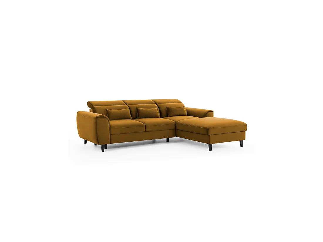 Canapé d'angle convertible jaune angle droit 4 places FABLE