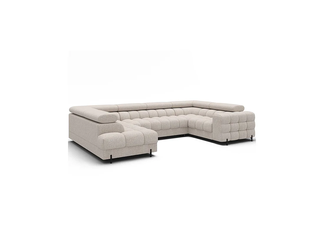 Canapé panoramique convertible FACTORY 3 places beige – angle gauche avec coffre – version 5