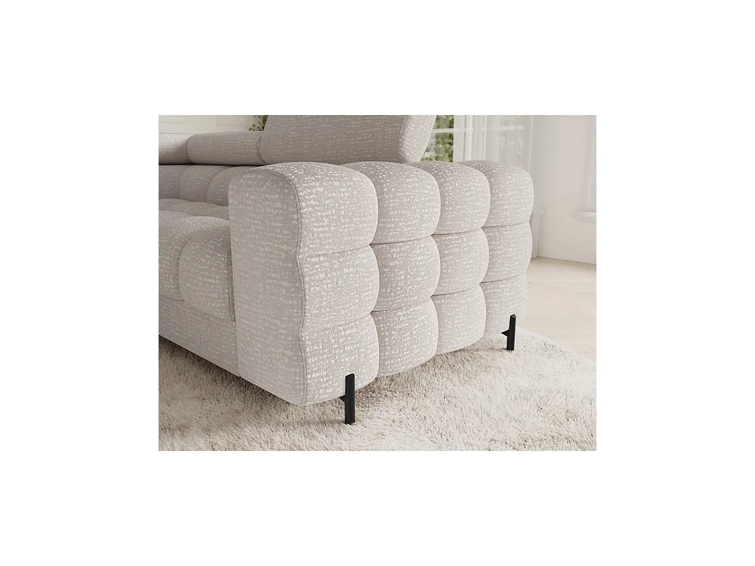 Canapé panoramique convertible FACTORY 3 places beige – angle gauche avec coffre – version 5