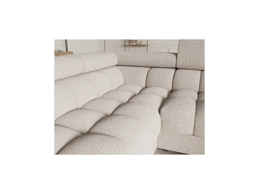 Canapé panoramique convertible FACTORY 3 places beige – angle gauche avec coffre – version 5