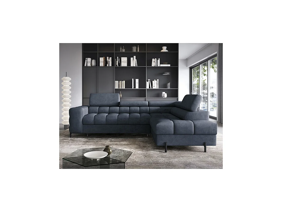 Canapé convertible Bleu foncé FERRUM 5 places angle droit grand format 276x93x200cm