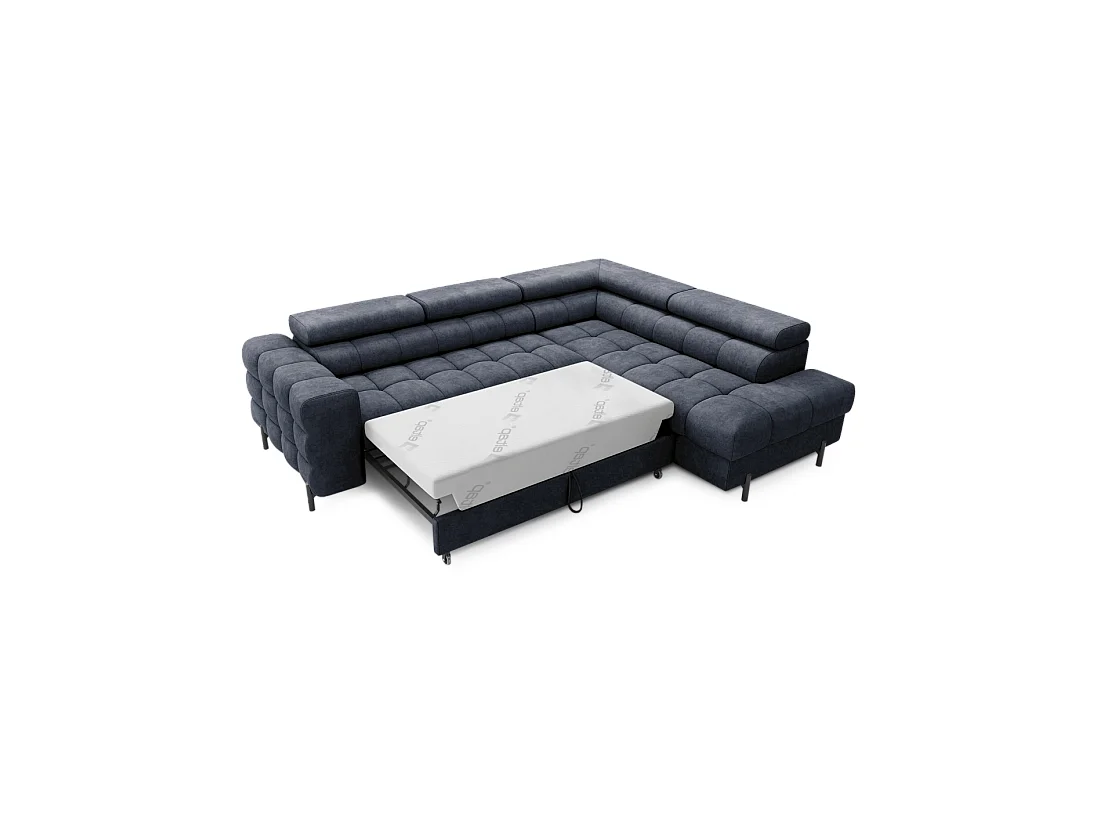 Canapé convertible Bleu foncé FERRUM 5 places angle droit grand format 276x93x200cm