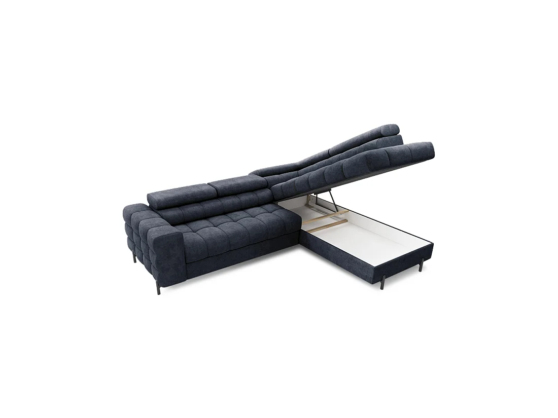 Canapé convertible Bleu foncé FERRUM 5 places angle droit grand format 276x93x200cm
