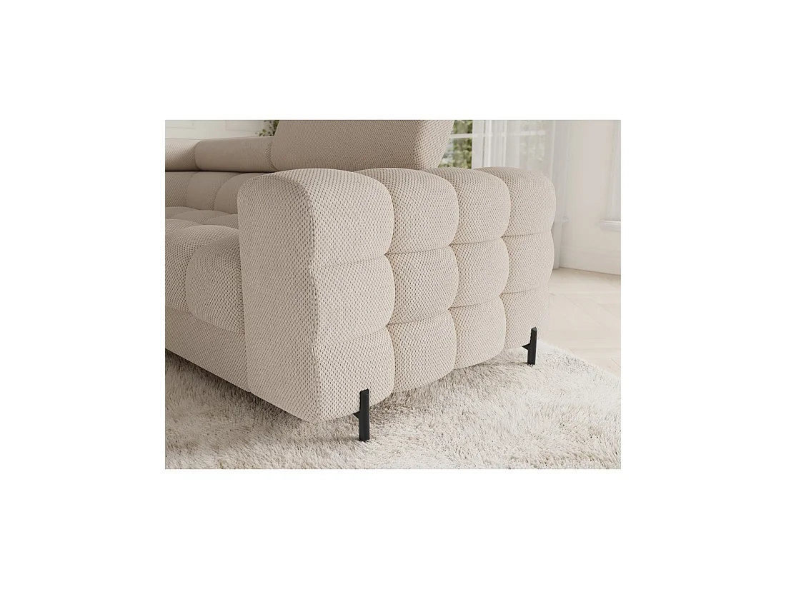 Canapé panoramique convertible FACTORY 3 places beige – angle gauche avec coffre – version 4