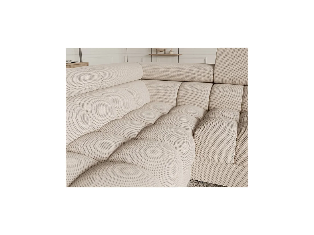 Canapé panoramique convertible FACTORY 3 places beige – angle gauche avec coffre – version 4