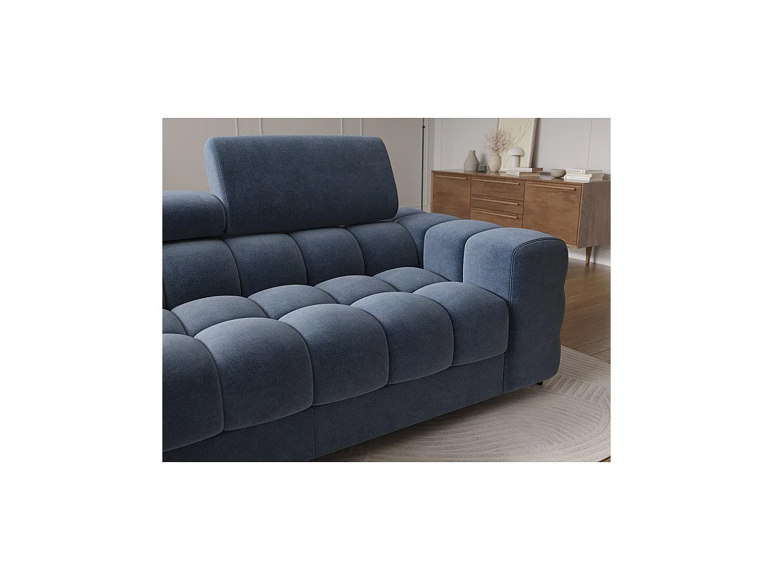 Sofá de esquina izquierda convertible Azul diseño elegante 285x99x181cm FILTRO