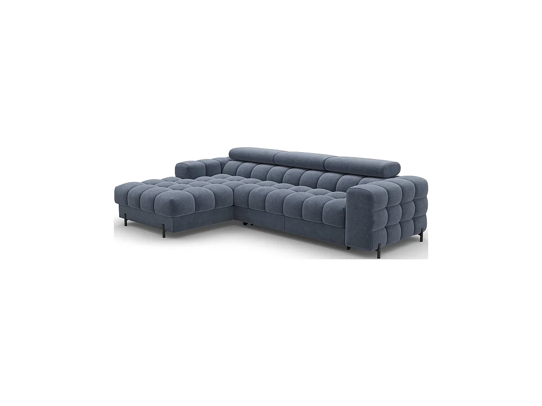 Sofá de esquina izquierda convertible Azul diseño elegante 285x99x181cm FILTRO