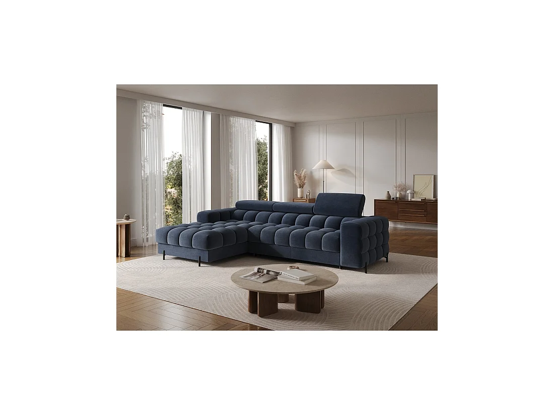 Sofá de esquina izquierda convertible Azul diseño elegante 285x99x181cm FILTRO