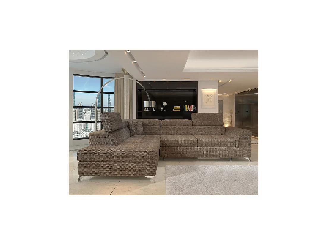 Sofá de esquina convertible PALAZZO 4 plazas beige – esquina izquierda con 1 cojín