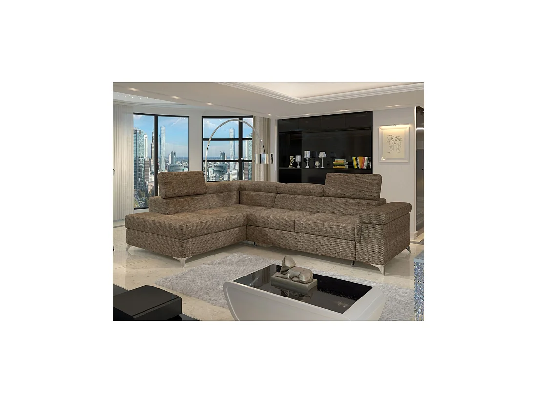 Sofá de esquina convertible PALAZZO 4 plazas beige – esquina izquierda con 1 cojín