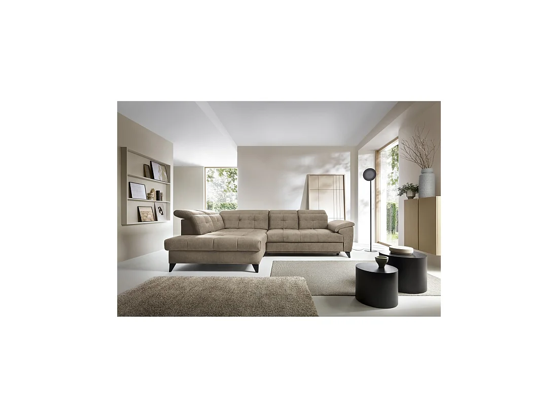 Canapé d'angle Beige 5 places angle gauche mousse HR INFERNO