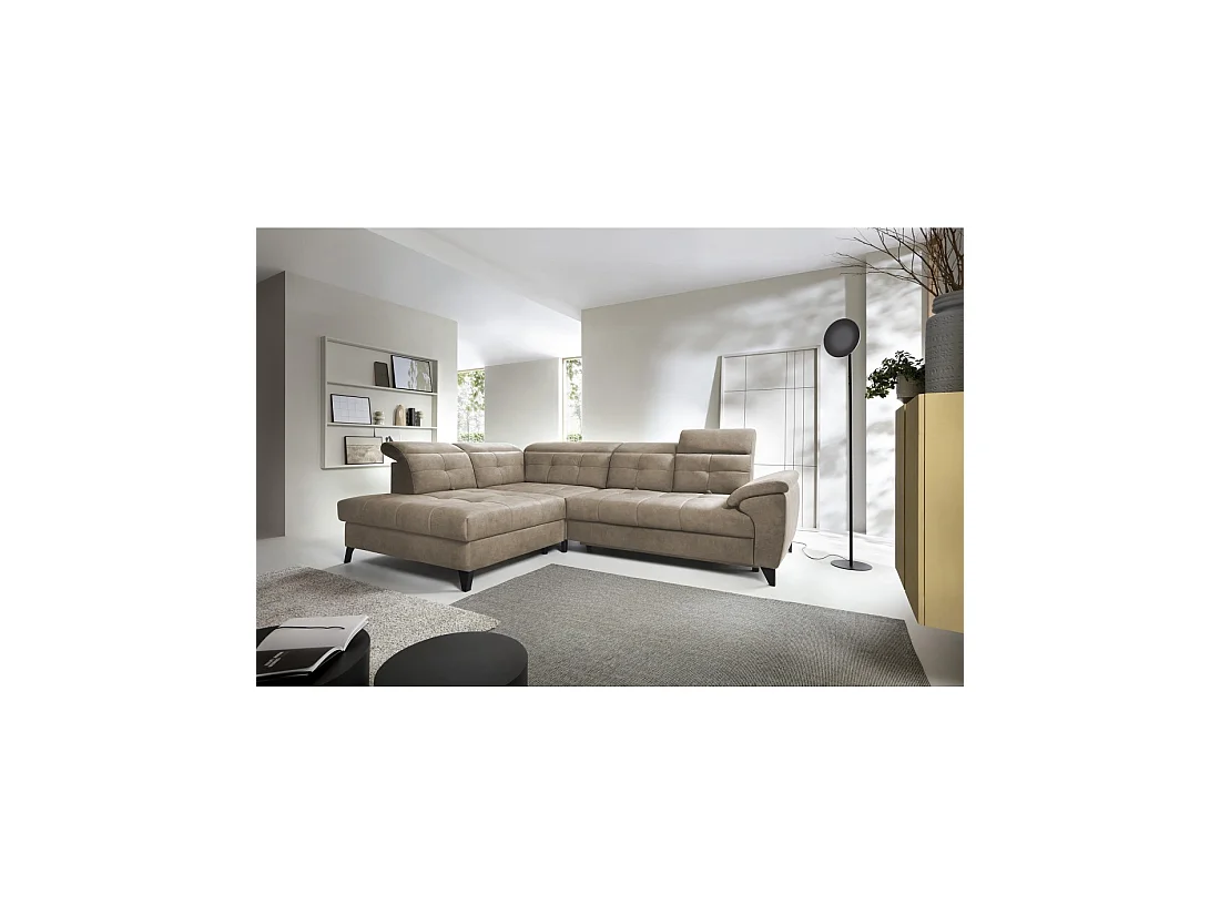 Canapé d'angle Beige 5 places angle gauche mousse HR INFERNO