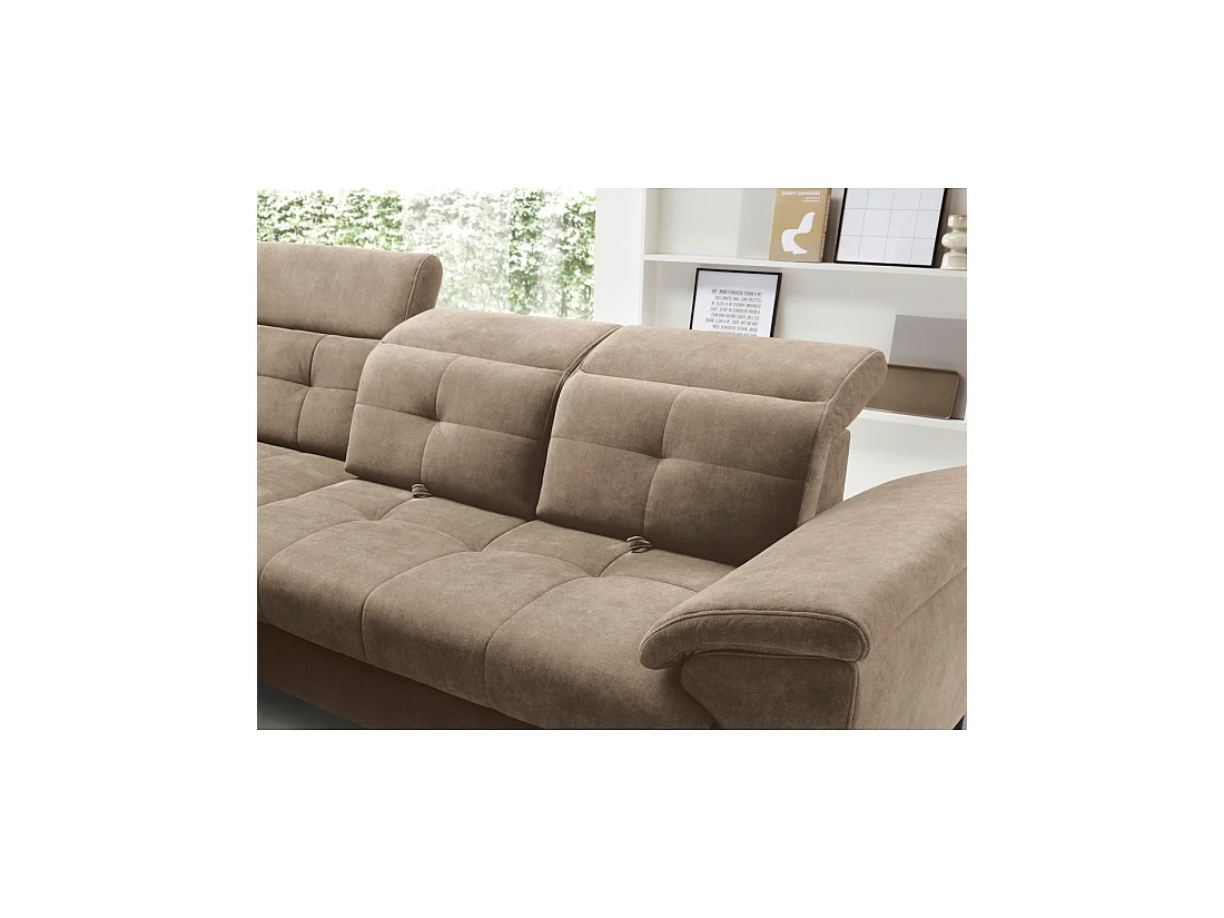 Canapé d'angle Beige 5 places angle gauche mousse HR INFERNO