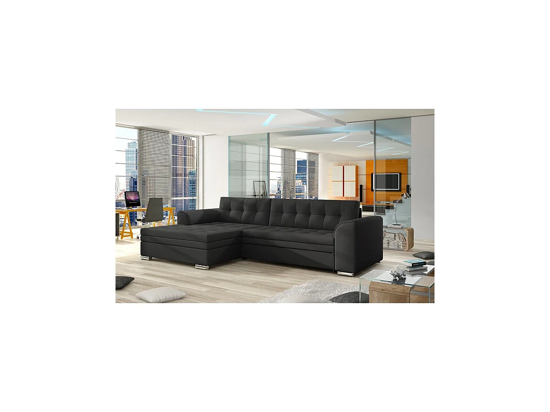 Canapé d'angle convertible CONFORTO 4 places noir – angle gauche