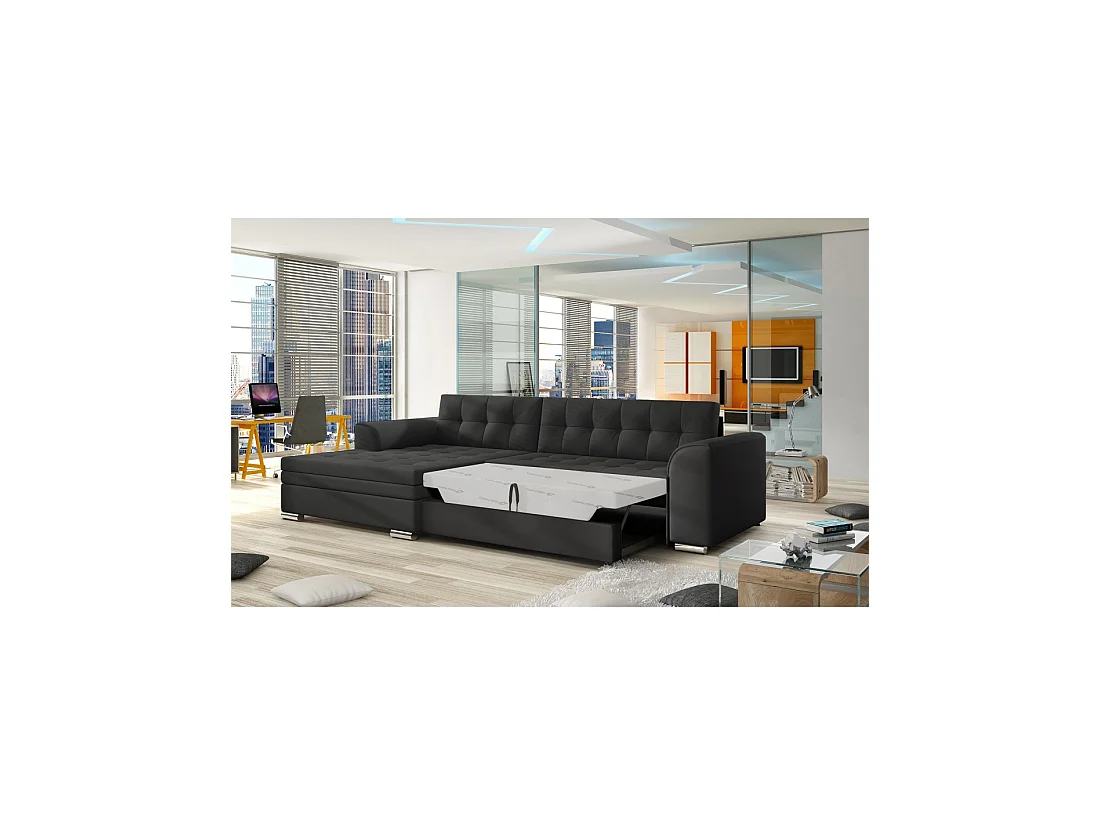 Canapé d'angle convertible CONFORTO 4 places noir – angle gauche
