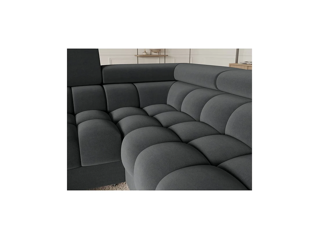 Canapé panoramique convertible FACTORY 3 places gris – angle droit avec coffre