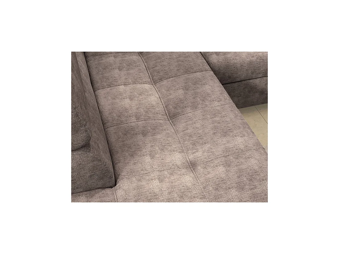 Canapé d'angle convertible PALAZZO 4 places marron – angle droit avec coffre