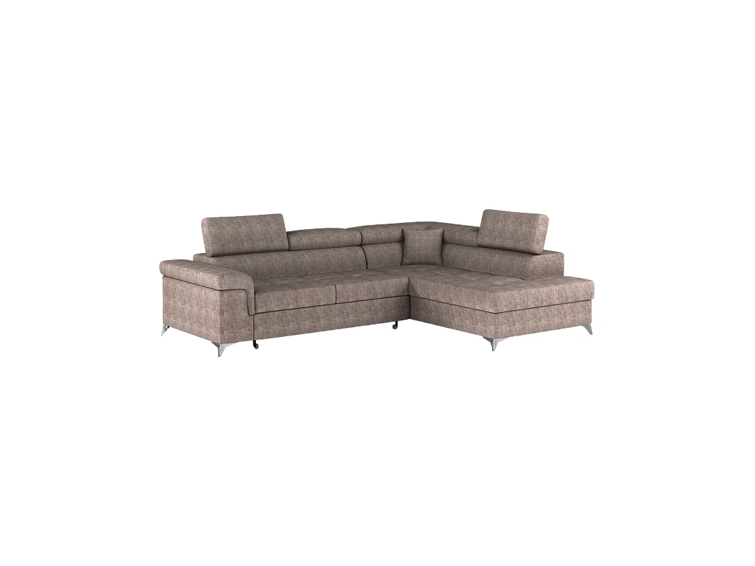 Canapé d'angle convertible PALAZZO 4 places marron – angle droit avec coffre