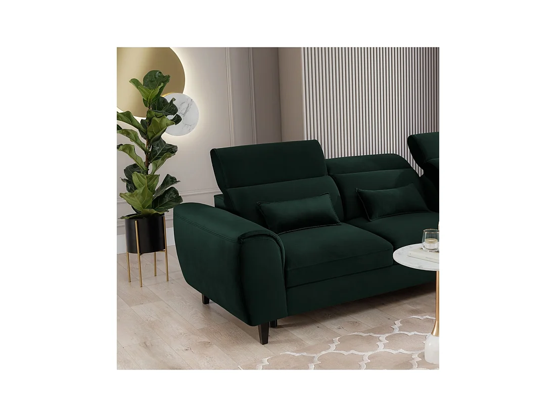 Sofá rinconero convertible verde oscuro ángulo derecho 4 plazas FABLE
