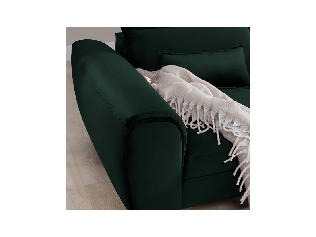 Sofá rinconero convertible verde oscuro ángulo derecho 4 plazas FABLE