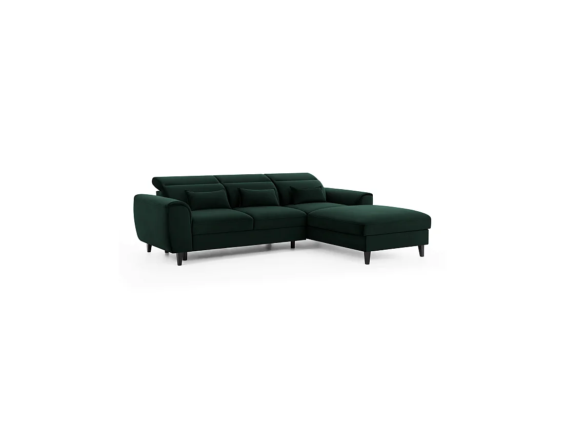 Sofá rinconero convertible verde oscuro ángulo derecho 4 plazas FABLE