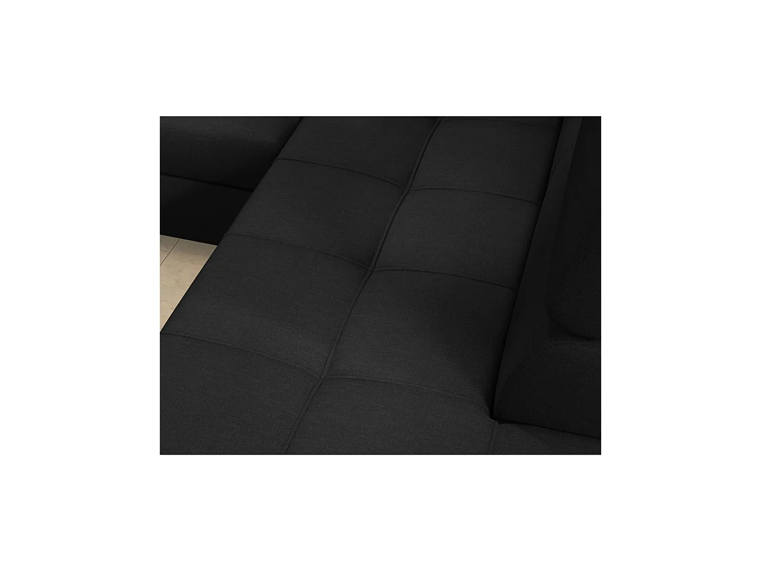 Canapé d'angle convertible PALAZZO 4 places noir – angle gauche avec 1 coussin