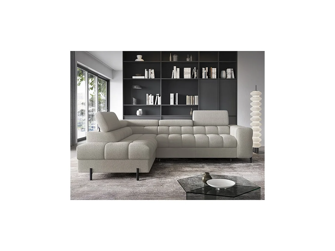 Hoekbank FERRUM Beige, omvormbaar, 5 zitplaatsen, linkse hoek met chaise longue 276x93x200cm