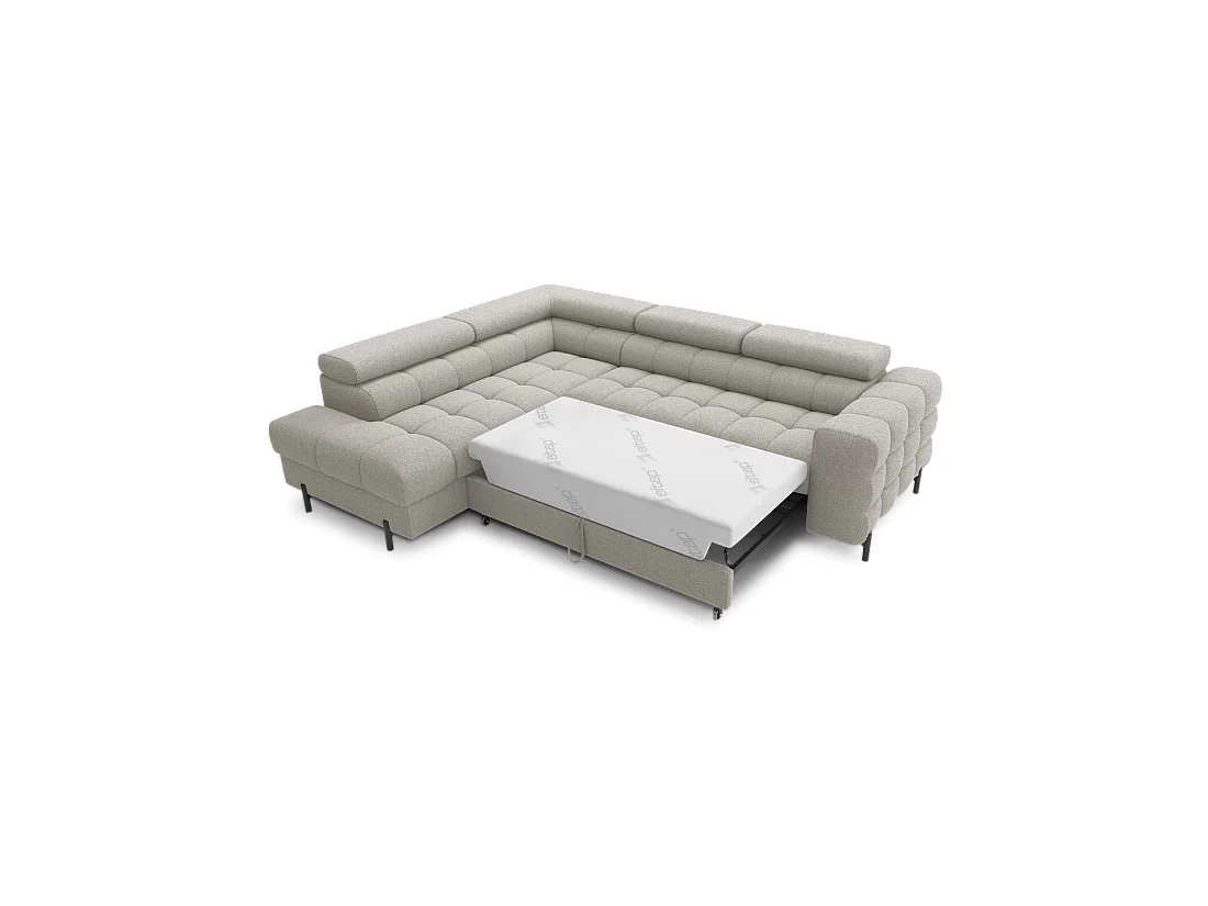 Hoekbank FERRUM Beige, omvormbaar, 5 zitplaatsen, linkse hoek met chaise longue 276x93x200cm