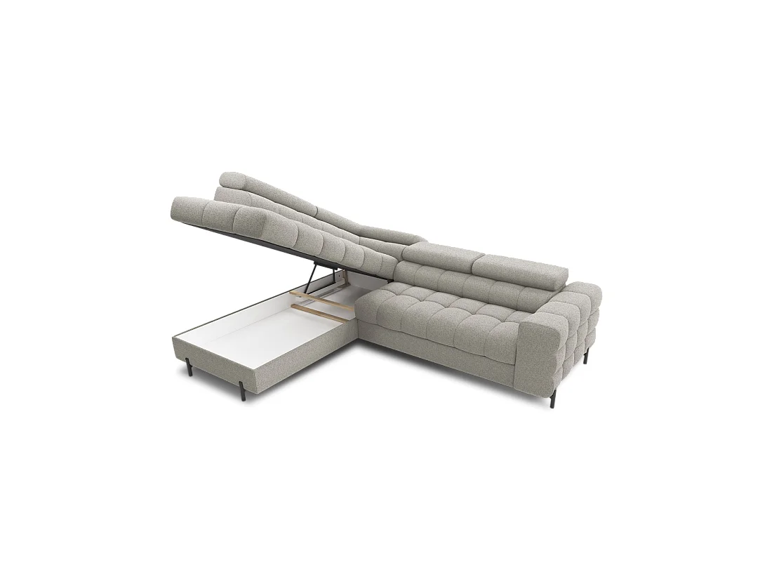 Hoekbank FERRUM Beige, omvormbaar, 5 zitplaatsen, linkse hoek met chaise longue 276x93x200cm