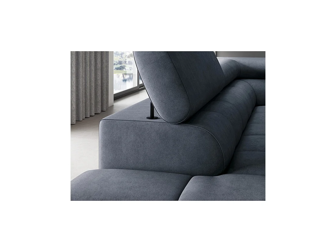 Canapé d'angle gauche convertible Bleu foncé 5 places FERRUM grand format 276x93x200cm