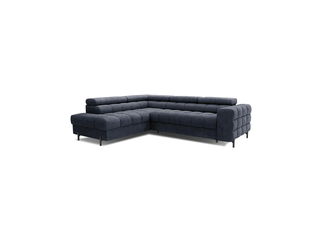 Canapé d'angle gauche convertible Bleu foncé 5 places FERRUM grand format 276x93x200cm