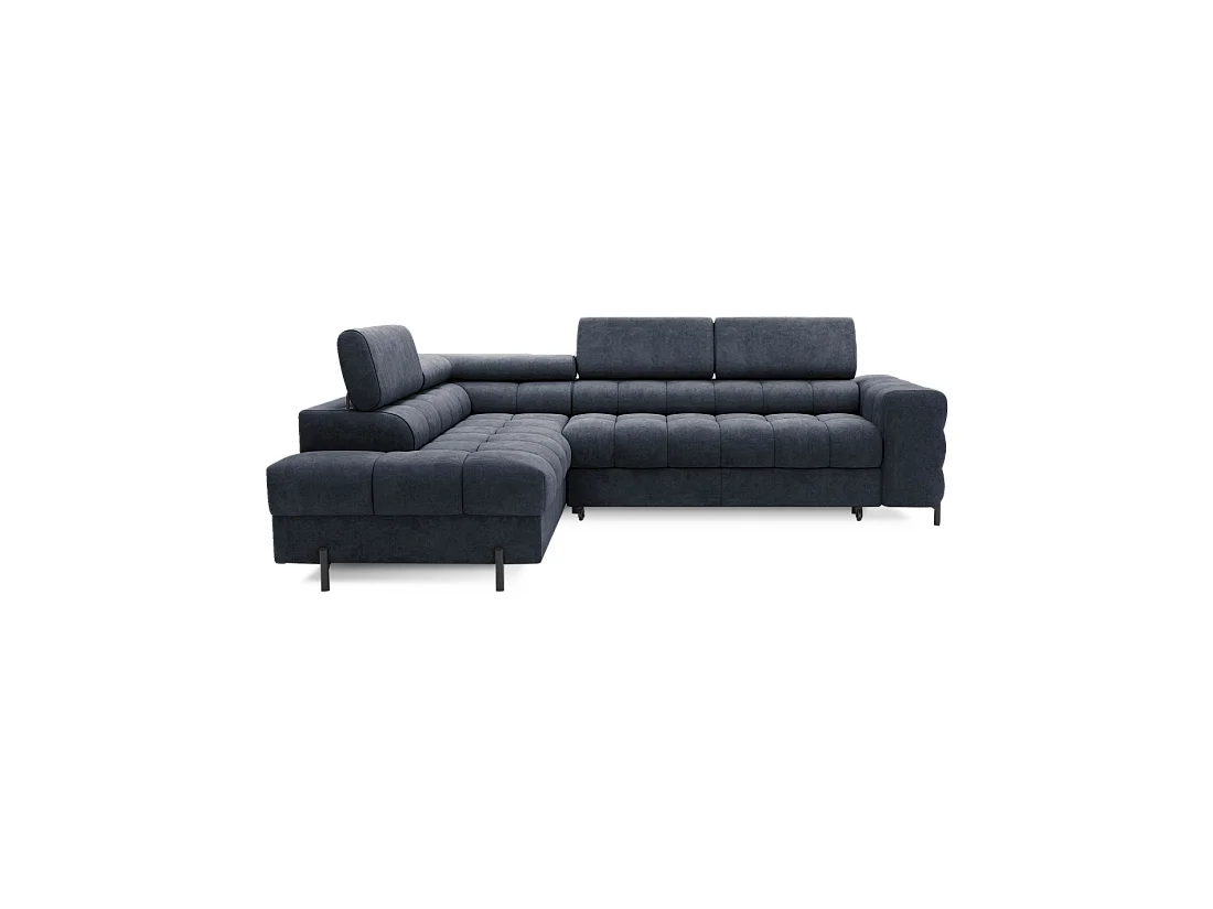 Canapé d'angle gauche convertible Bleu foncé 5 places FERRUM grand format 276x93x200cm
